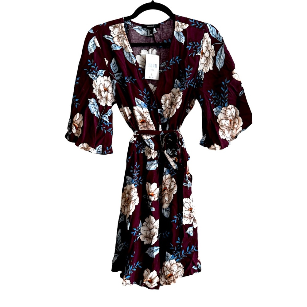 🖤5/$20 NWT Floral Flowy Sleeve Faux Wrap Dress